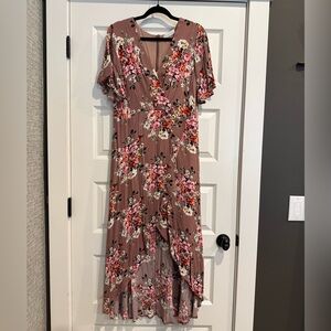 Floral V-Neck Hi-Lo Maxi Dress